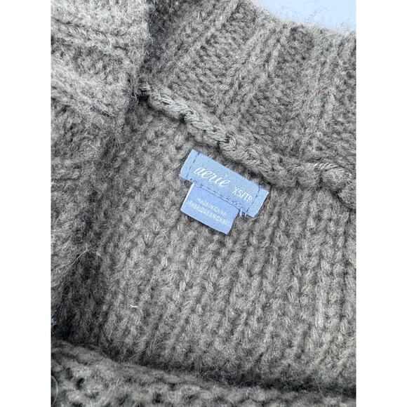 Aerie Green Knitted Wool Blend Pullover Sweater Extra Small Oversized - Picture 4 of 4